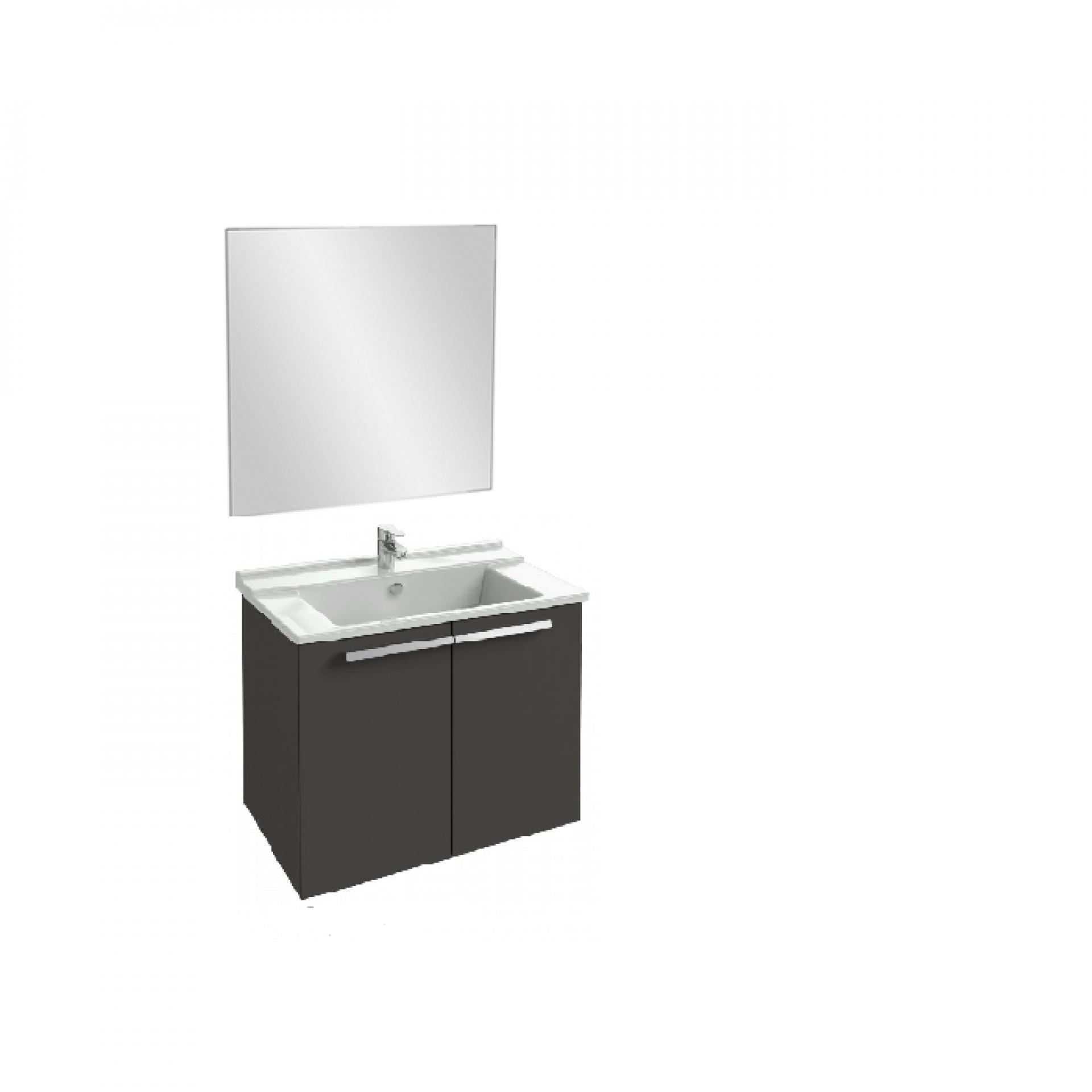 Комплект мебели 60 см Jacob Delafon Struktura с раковиной EXI112-00, тумбой EB1280-N14, зеркалом EB1080-NF, серый антрацит