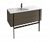 Комплект мебели 100 см Jacob Delafon Nouvelle Vague с раковиной EXAQ112-Z-MK4, тумбой EB3032-NR2, коричневая кожа